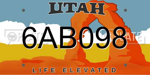 6AB098 Utah License Plate