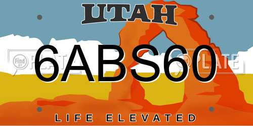 6ABS60 Utah License Plate