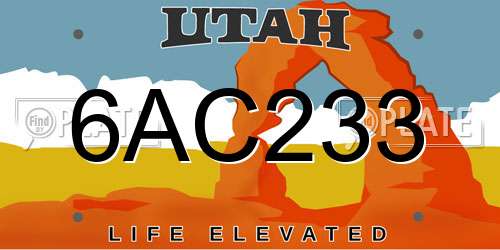 6AC233 Utah License Plate