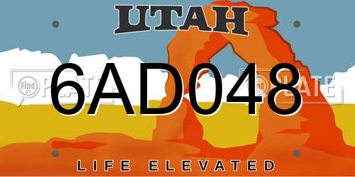 6AD048 Utah License Plate