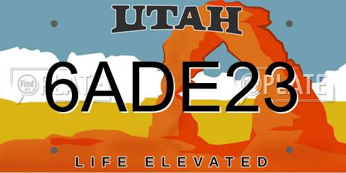 6ADE23 Utah License Plate