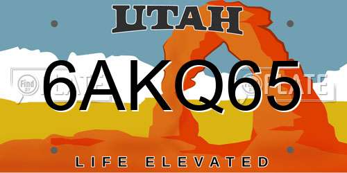 6AKQ65 Utah License Plate