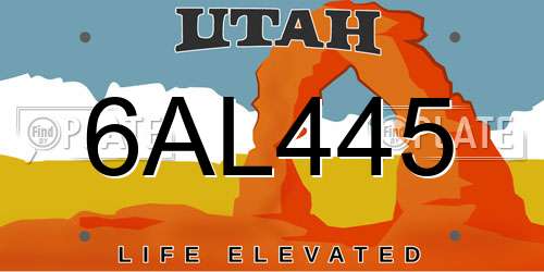 6AL445 Utah License Plate