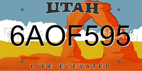 6AOF595 Utah License Plate