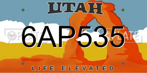 6AP535 Utah License Plate