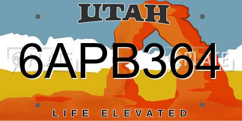 6APB364 Utah License Plate
