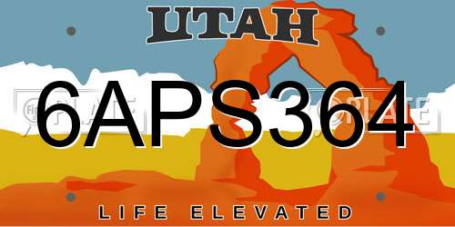 6APS364 Utah License Plate