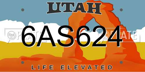 6AS624 Utah License Plate