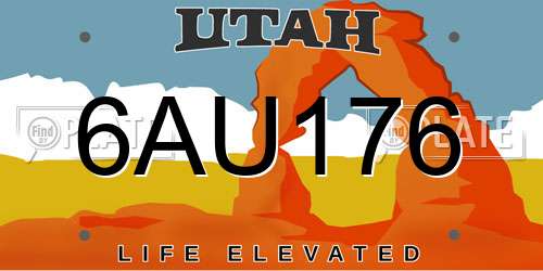 6AU176 Utah License Plate