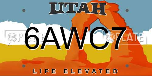 6AWC7 Utah License Plate