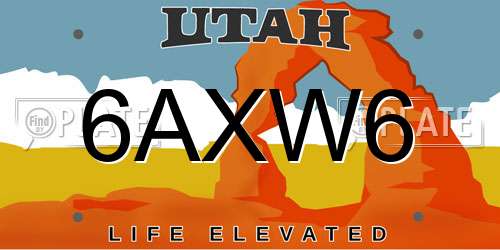 6AXW6 Utah License Plate
