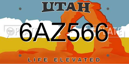 6AZ566 Utah License Plate