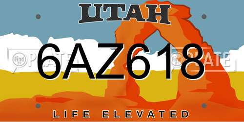 6AZ618 Utah License Plate