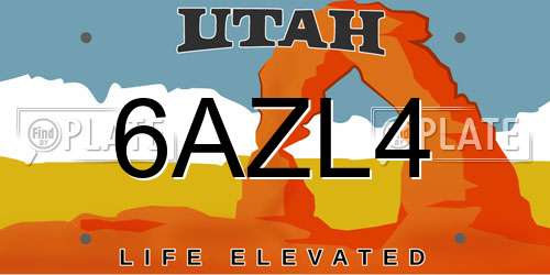 6AZL4 Utah License Plate