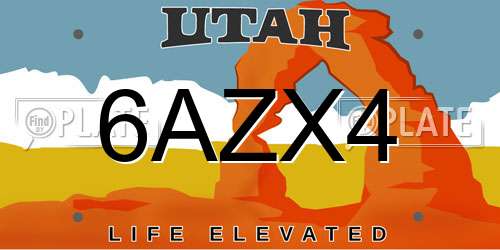 6AZX4 Utah License Plate