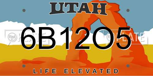 6B12O5 Utah License Plate