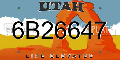 6B26647 Utah License Plate