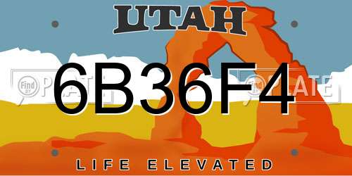 6B36F4 Utah License Plate