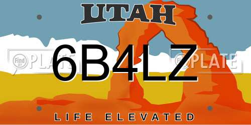 6B4LZ Utah License Plate