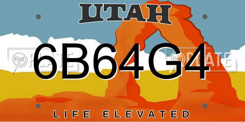 6B64G4 Utah License Plate