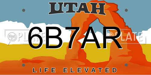 6B7AR Utah License Plate