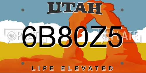 6B80Z5 Utah License Plate