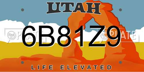 6B81Z9 Utah License Plate