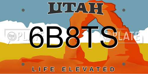 6B8TS Utah License Plate