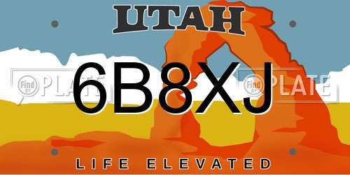 6B8XJ Utah License Plate