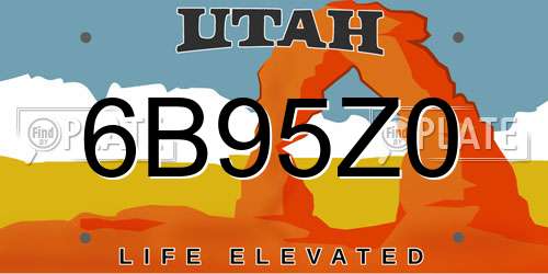 6B95Z0 Utah License Plate