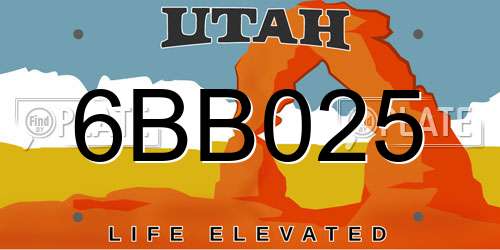 6BB025 Utah License Plate