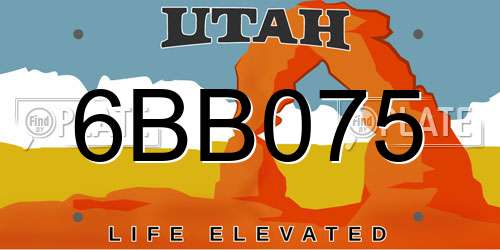 6BB075 Utah License Plate