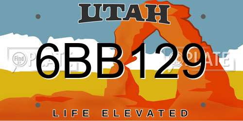 6BB129 Utah License Plate