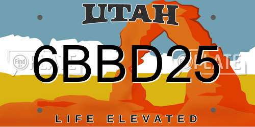 6BBD25 Utah License Plate