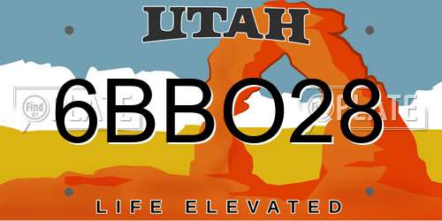 6BBO28 Utah License Plate