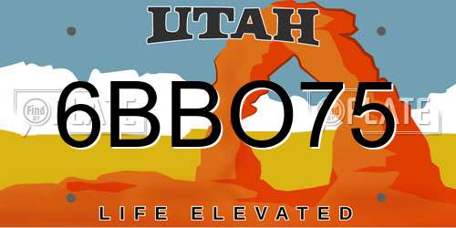 6BBO75 Utah License Plate