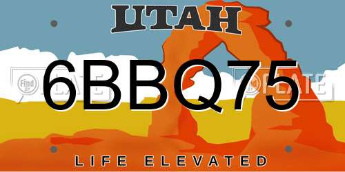 6BBQ75 Utah License Plate