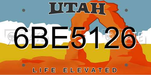 6BE5126 Utah License Plate