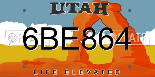 6BE864 Utah License Plate