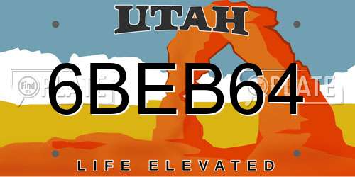 6BEB64 Utah License Plate