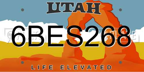 6BES268 Utah License Plate
