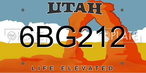 6BG212 Utah License Plate