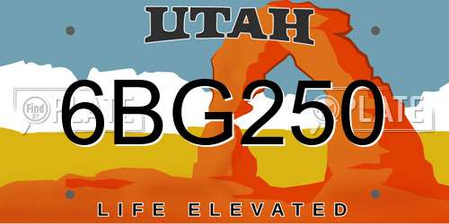 6BG250 Utah License Plate