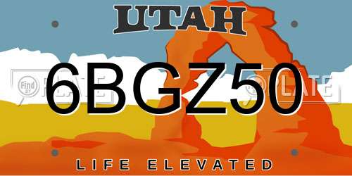 6BGZ50 Utah License Plate