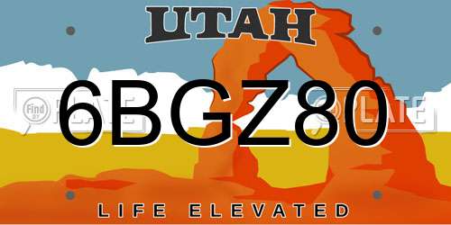 6BGZ80 Utah License Plate