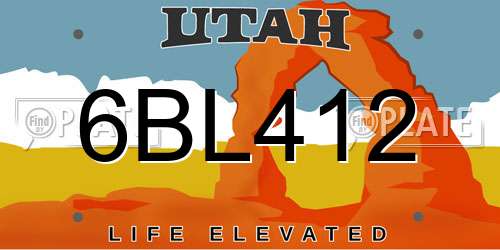 6BL412 Utah License Plate