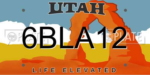 6BLA12 Utah License Plate