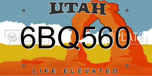 6BQ560 Utah License Plate