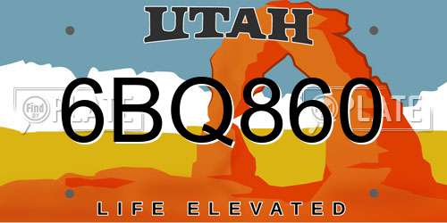 6BQ860 Utah License Plate
