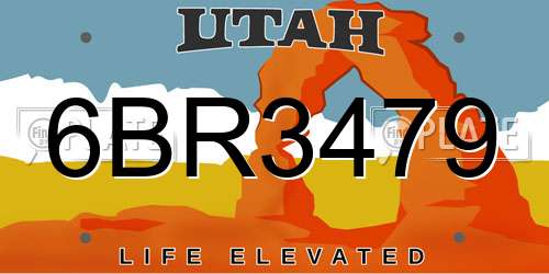 6BR3479 Utah License Plate
